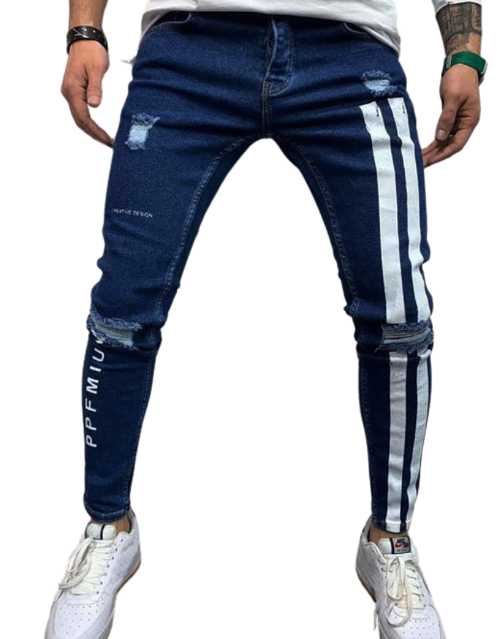 SHOPIQAT Men's Fashion Frayed Slim Fit Long Jeans - Premium from shopiqat - Just $11.650! Shop now at shopiqat